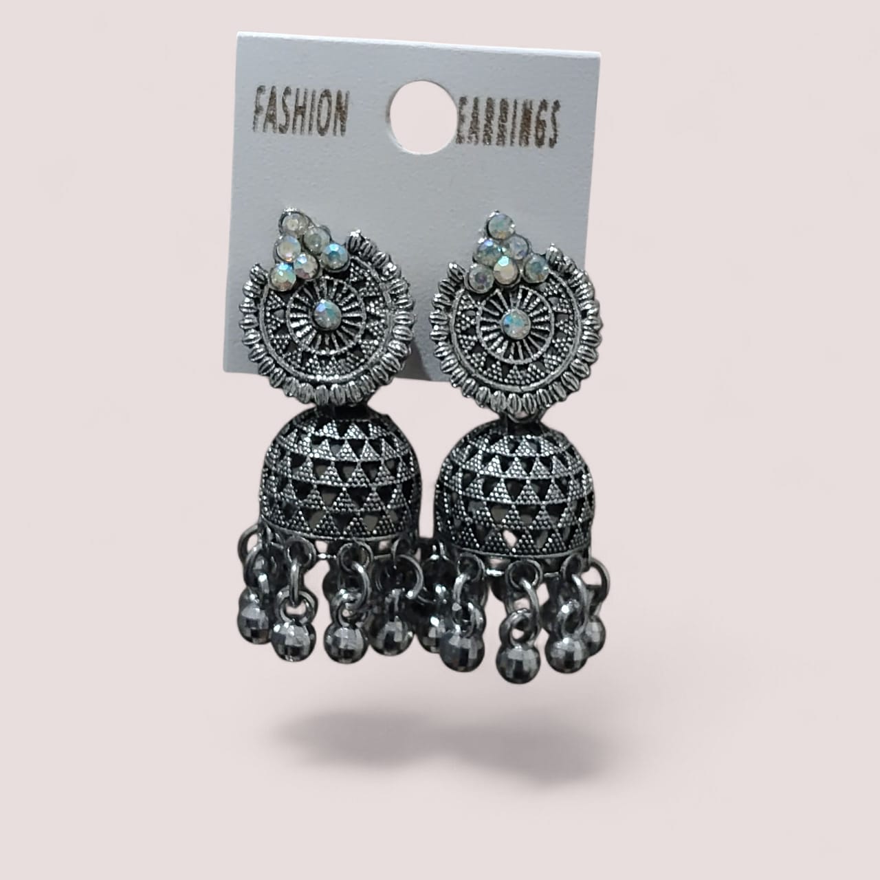 Antique Silver Oxidized Jhumka Earrings
