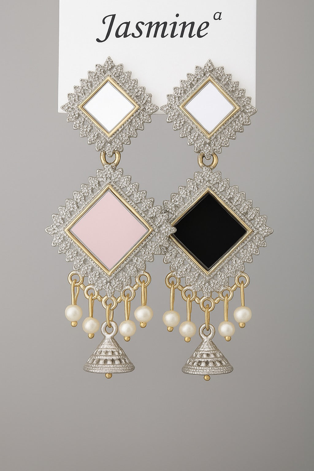Jasmine Designer Geometric Pearl Earrings for Women